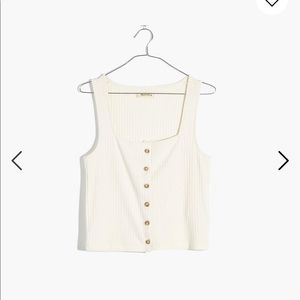 BNWT XXS Madewell button front square neck tank, wide ribbed